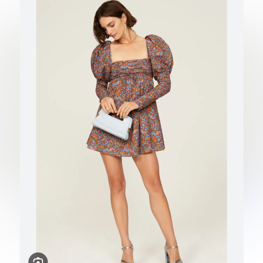 FOR LOVE AND LEMONS NWT Revolve Brittany Mini Dress floral puff sleeve size xs